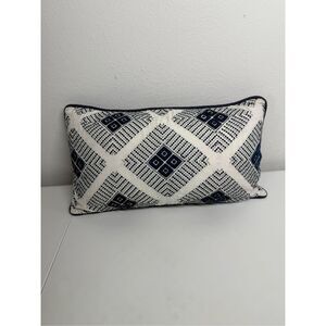 Celerie Kemble Linen Blend Blue Throw Pillow 22” X 12” Duck Feathers See Notes